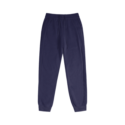 Navy blue sweatpants on a white background