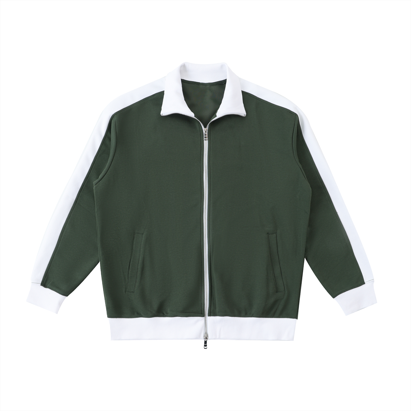 VERON Green jacket with white accents on a white background