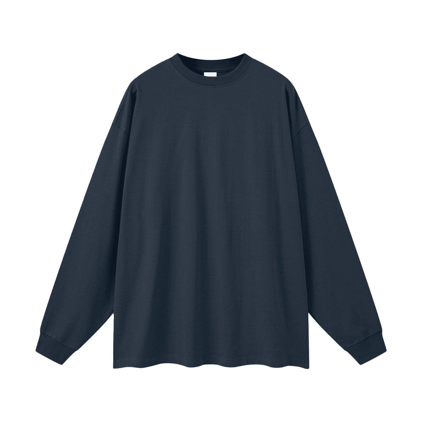 Navy blue long-sleeve shirt on a white background