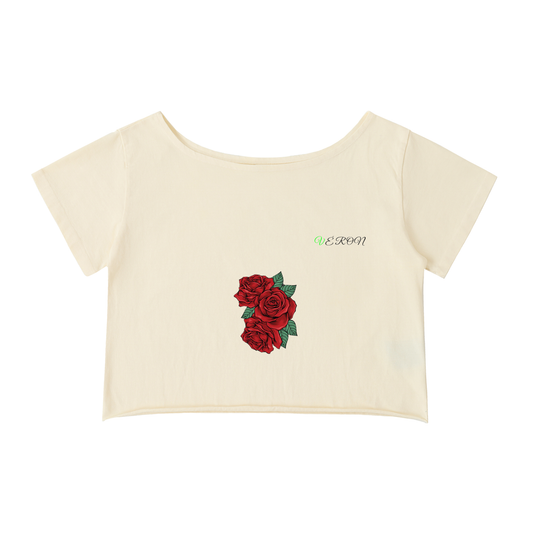 VÉRON La Fleur Women’s Premium T-Shirt front view with floral design. 


