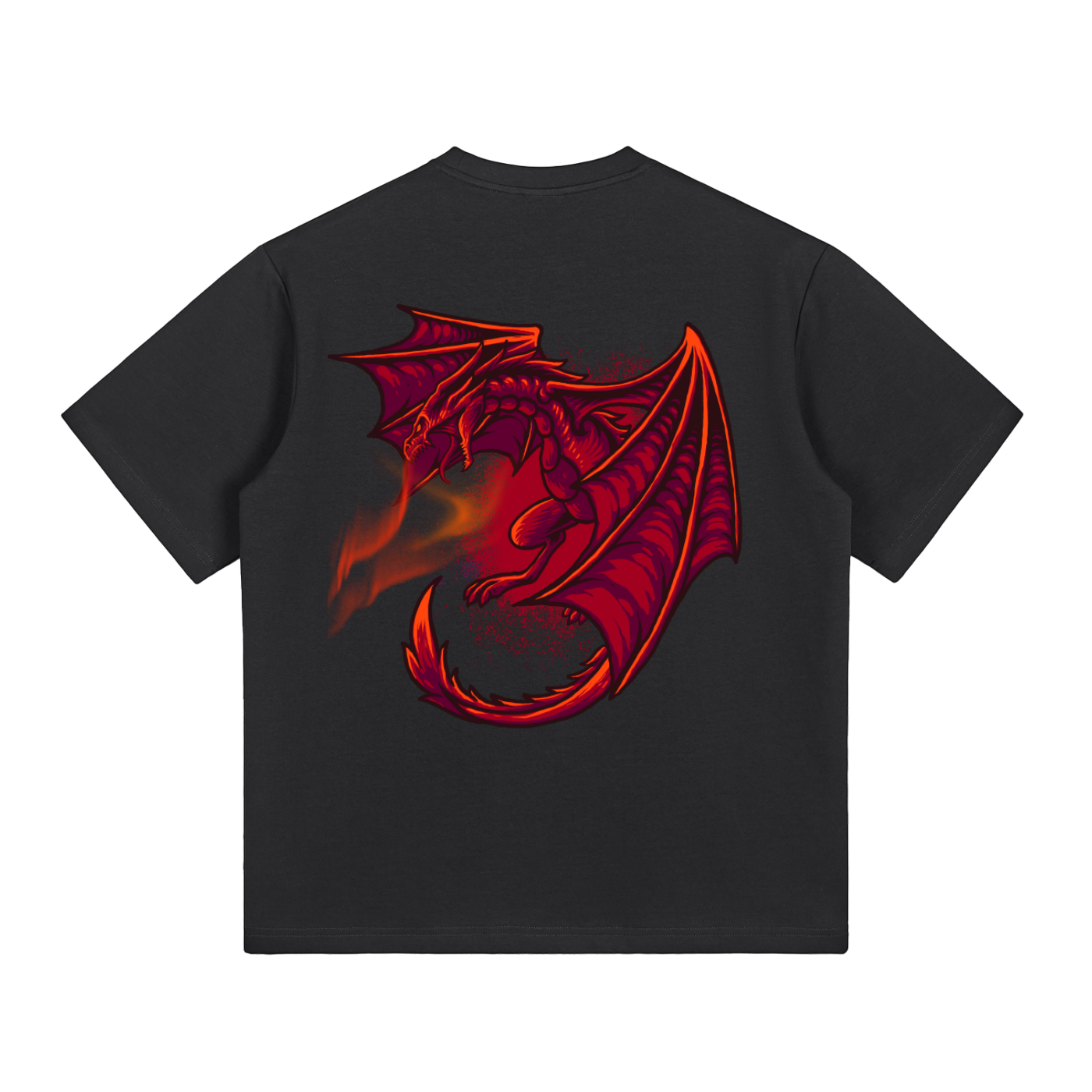 Close-up dragon design on VÉRON premium T-shirt 5