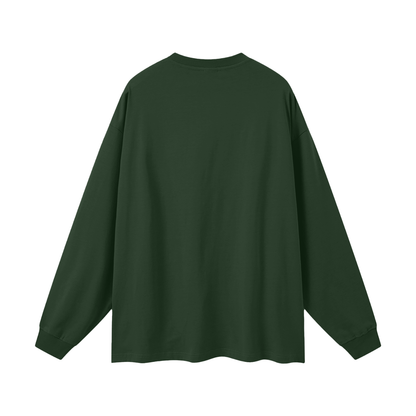 Green long-sleeve shirt on a white background