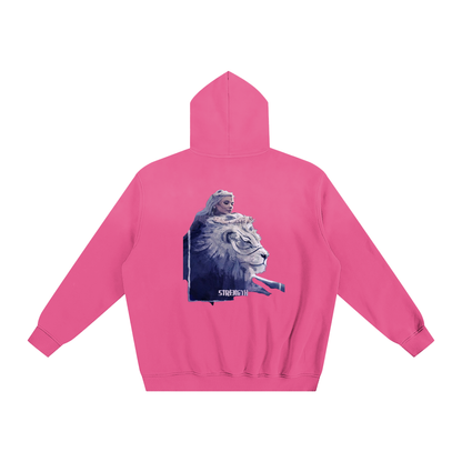 Model styling VÉRON La Fille hoodie in urban streetwear outfit 6