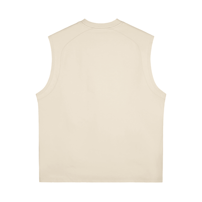 Beige sleeveless shirt on a white background