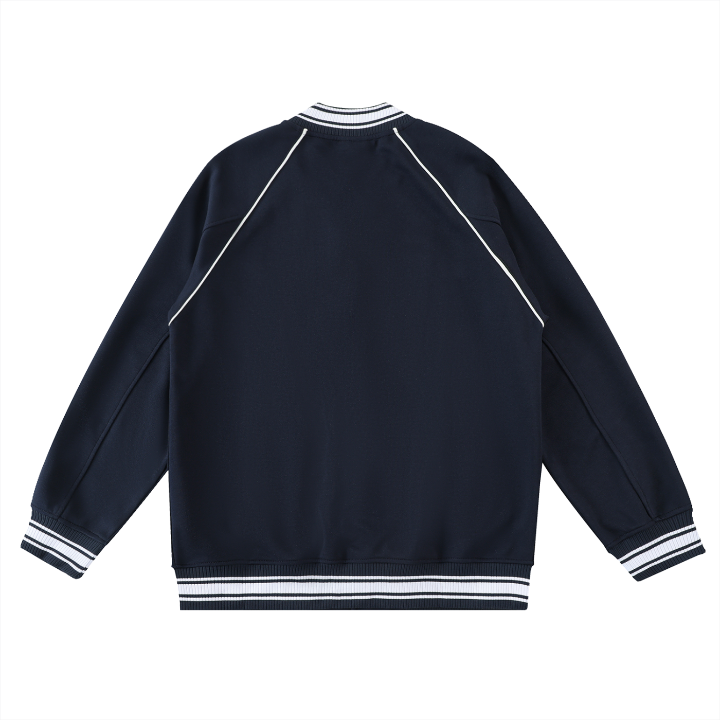 VERON Back Navy blue jacket with white trim on a white background
