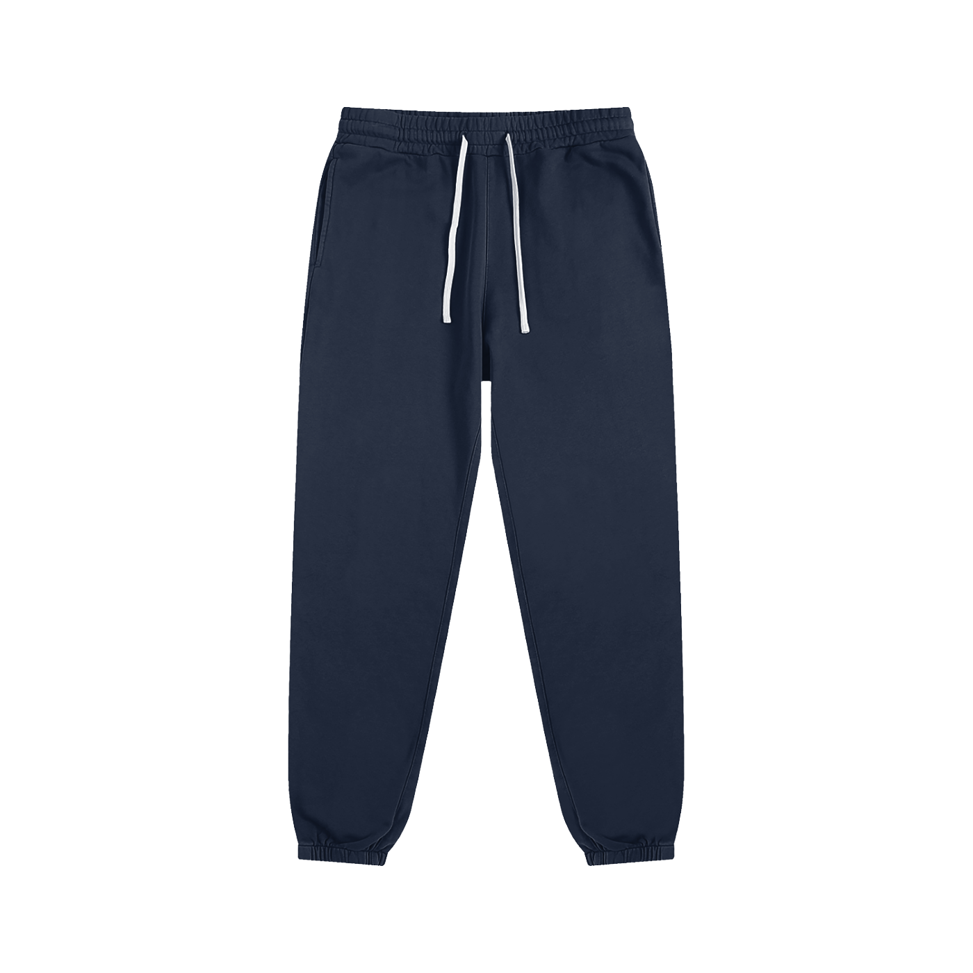 VERON Navy blue sweatpants with a white drawstring on a white background