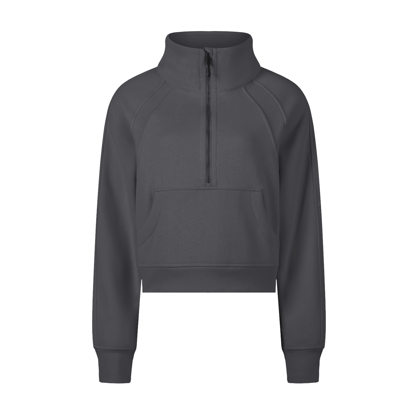 Dark gray half-zip sweatshirt on a white background
