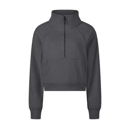 Dark gray half-zip sweatshirt on a white background