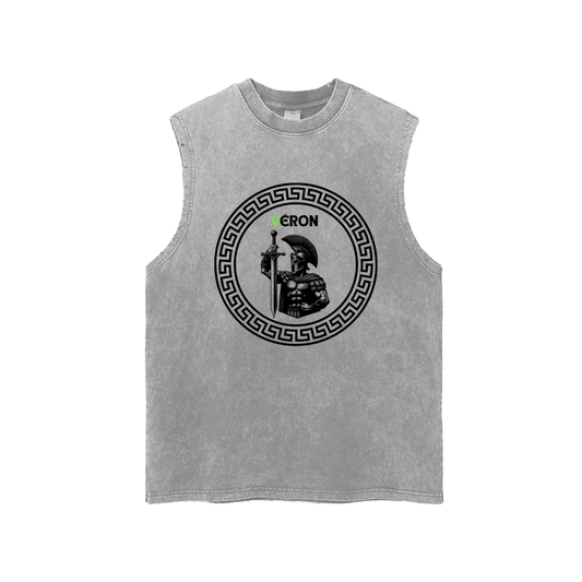 Model wearing VÉRON premium washed tank top in vintage style 1