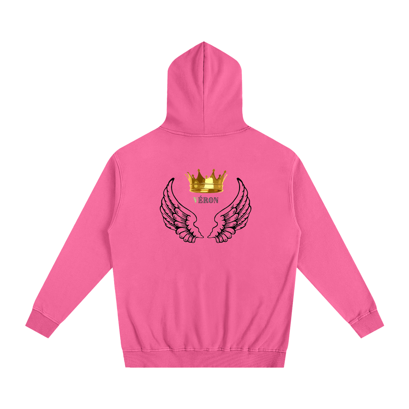 Model wearing VÉRON Majesté Dorée luxury unisex hoodie urban style 5