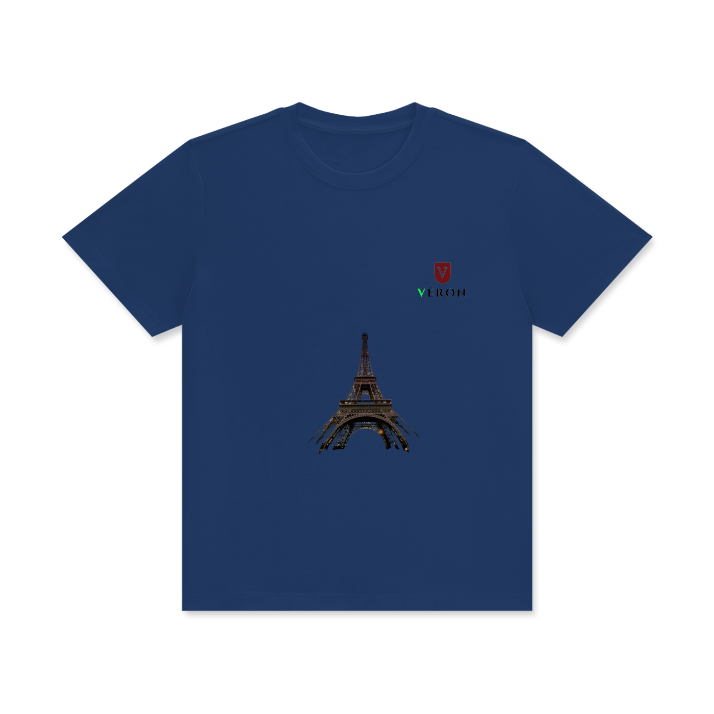 Minimalist streetwear short-sleeve t-shirt by VÉRON in blue.