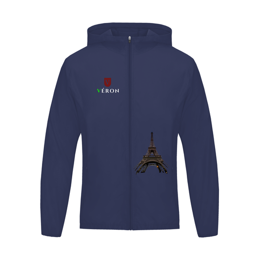 Navy blue hoodie with Eiffel Tower design and 'VERON' branding on a white background.