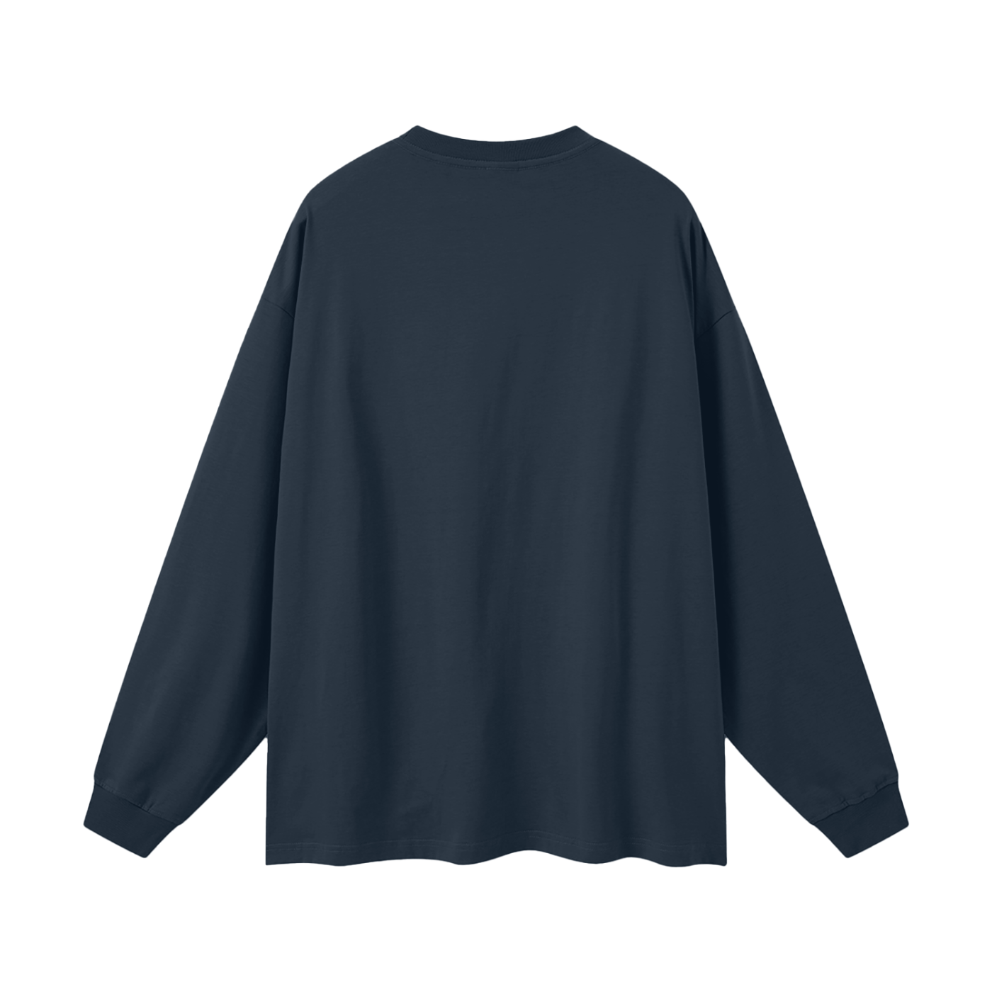 Navy blue long-sleeve shirt on a white background