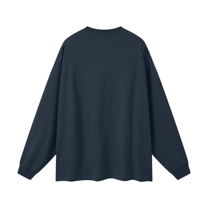 Navy blue long-sleeve shirt on a white background
