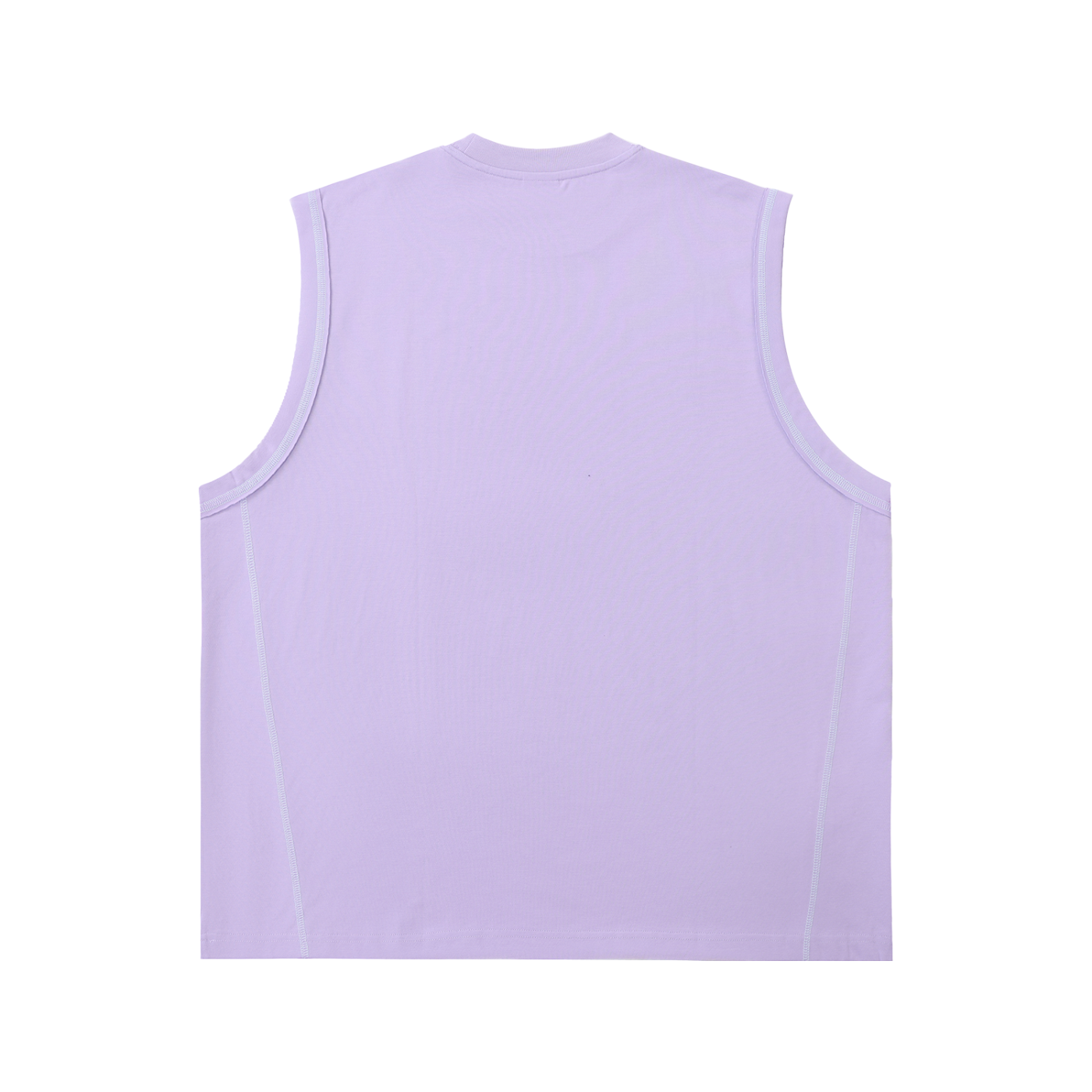 Lavender sleeveless shirt on a white background