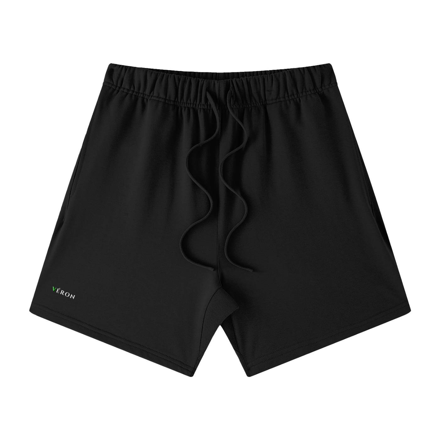 VERON Black shorts with a brand logo on a white background
