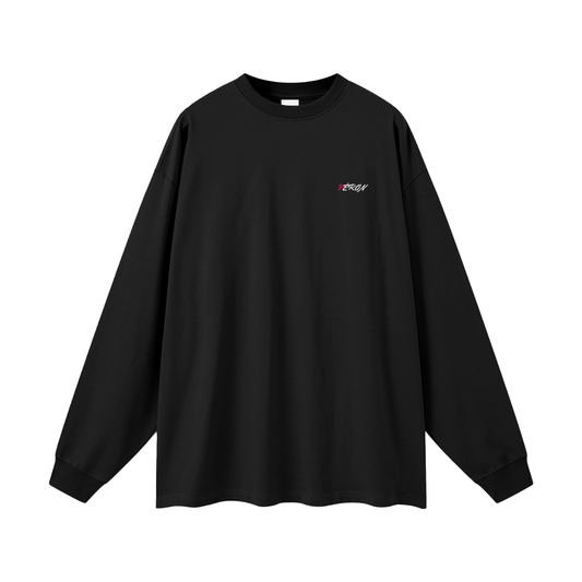 VÉRON La Trémoille long sleeve unisex t-shirt front view in jet black. 


