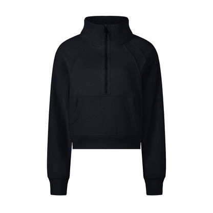 Black half-zip sweatshirt on a white background