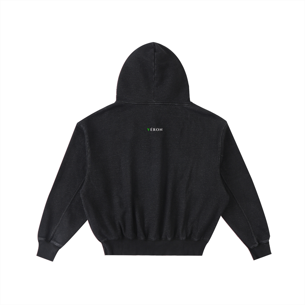 VERON Black hoodie with a brand logo on the back 