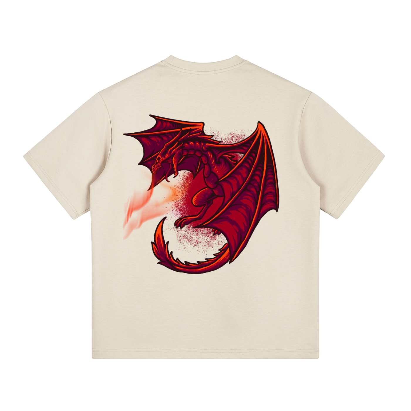 Close-up dragon design on VÉRON premium T-shirt 7