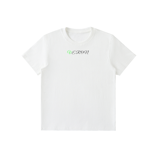 Front view of VÉRON La Huchette fitted ribbed t-shirt. 