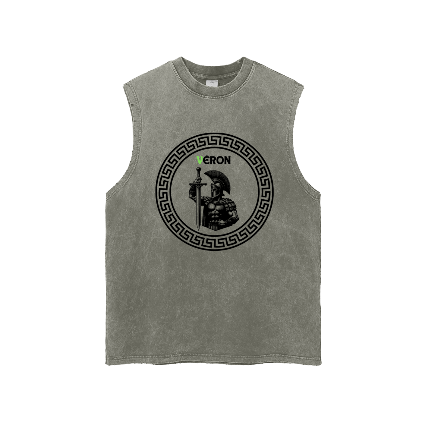 Model wearing VÉRON premium washed tank top in vintage style 4