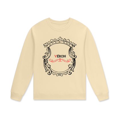 Honey Cream Sweatshirt with decorative emblem and 'Véron' text on a white background
