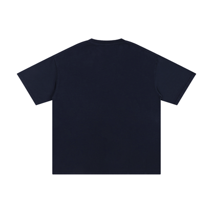 Plain navy t-shirt on a white background