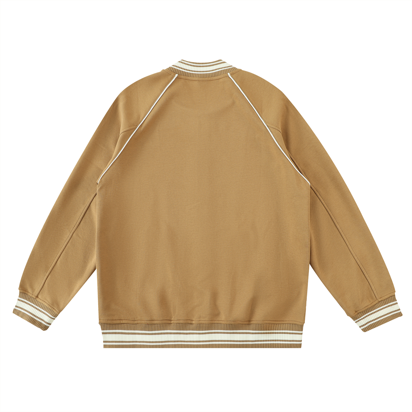 Close-up embroidery details on VÉRON premium varsity streetwear jacket