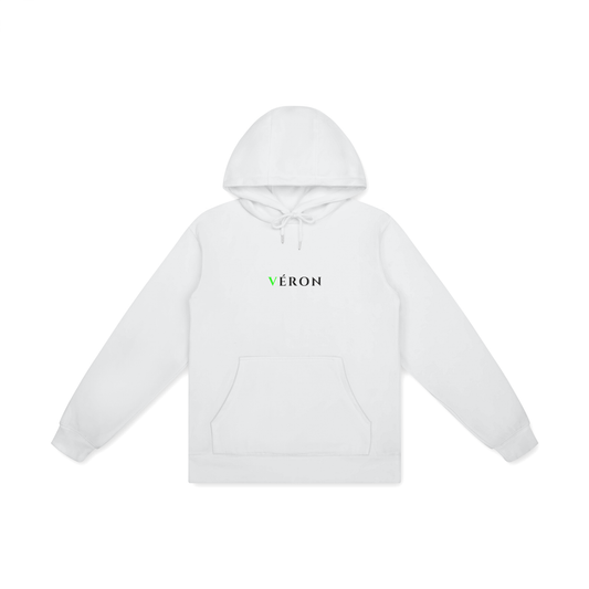 VÉRON Premium Classic Unisex Hoodie front view in white.

