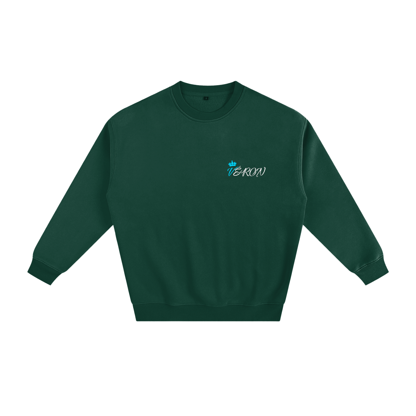 VÉRON Berkeley sweater highlighting fabric thickness and quality green.

