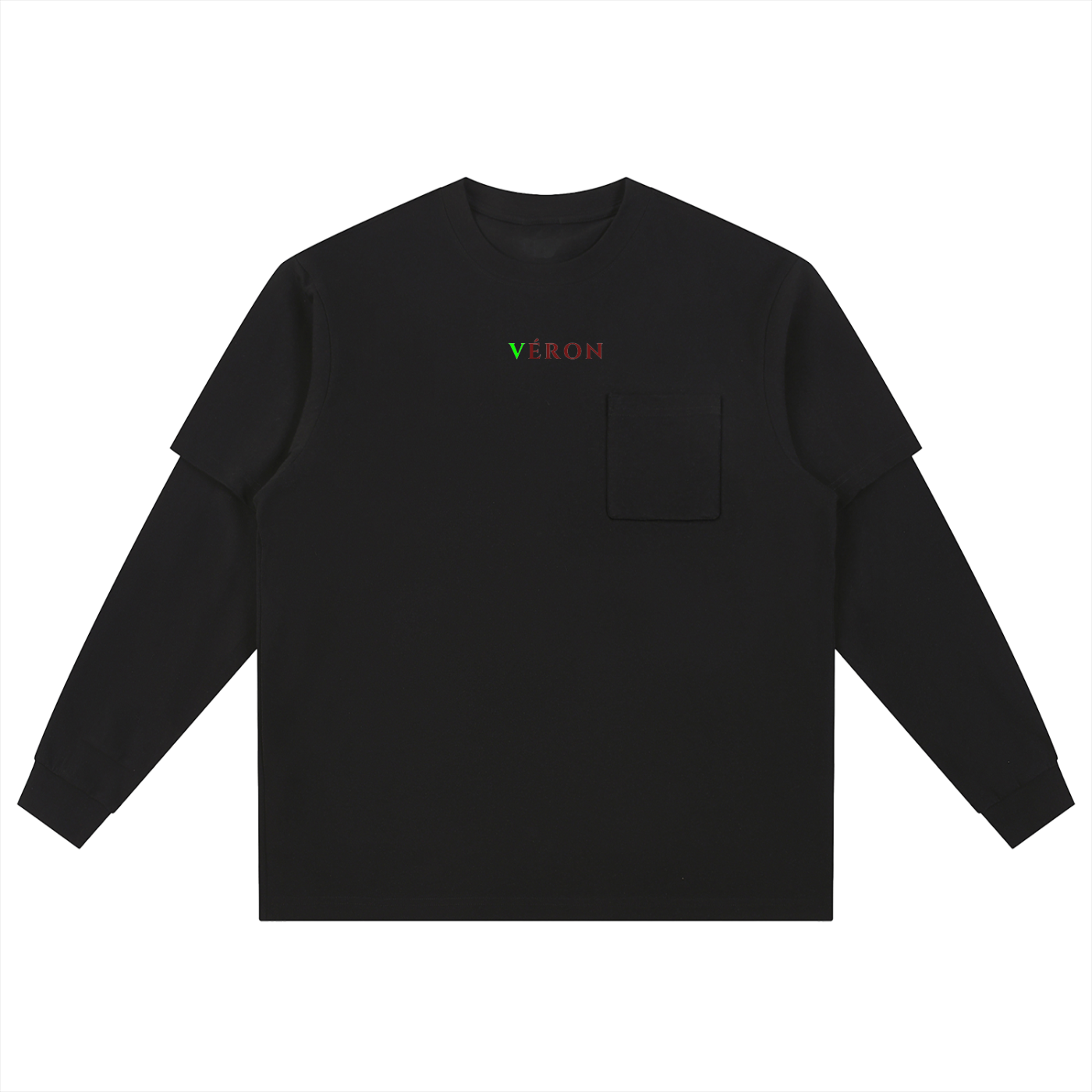 VÉRON Paris Unisex Oversized Long Sleeve Shirt front view. 

