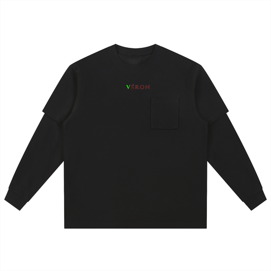 VÉRON Paris Unisex Oversized Long Sleeve Shirt front view. 

