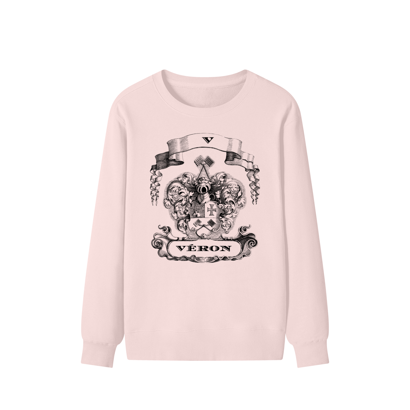 VÉRON Le PADRE premium unisex sweatshirt front view in pink