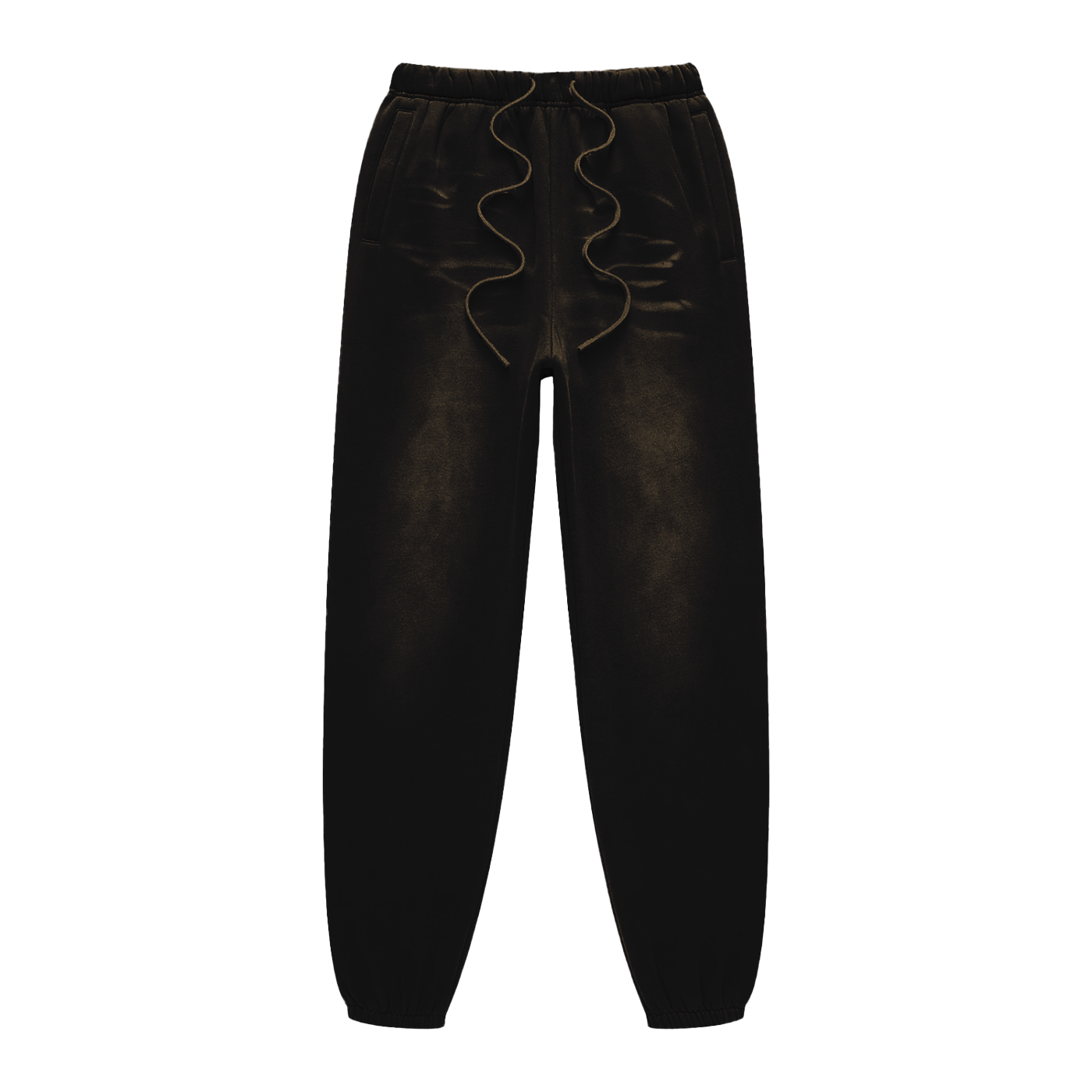 Black leather pants with a white background