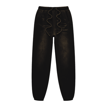 Black leather pants with a white background