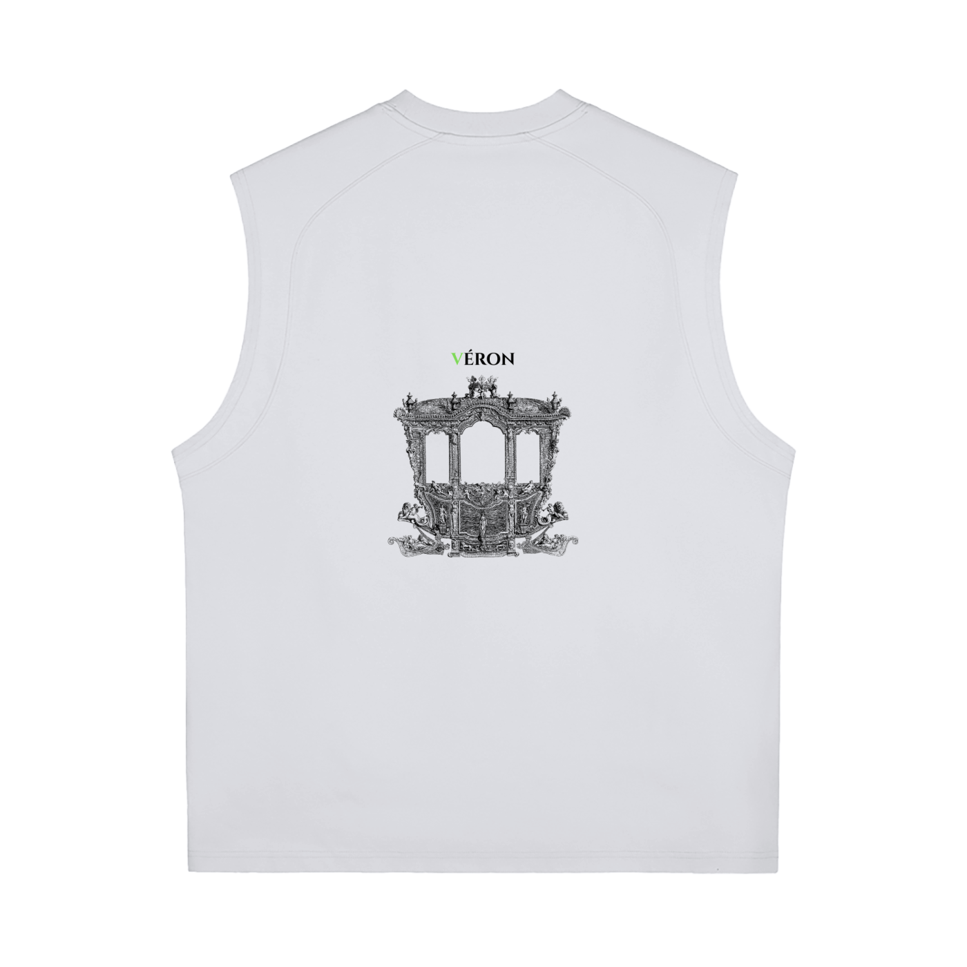 Model wearing VÉRON Élixir Cristal premium unisex tank in urban style 6