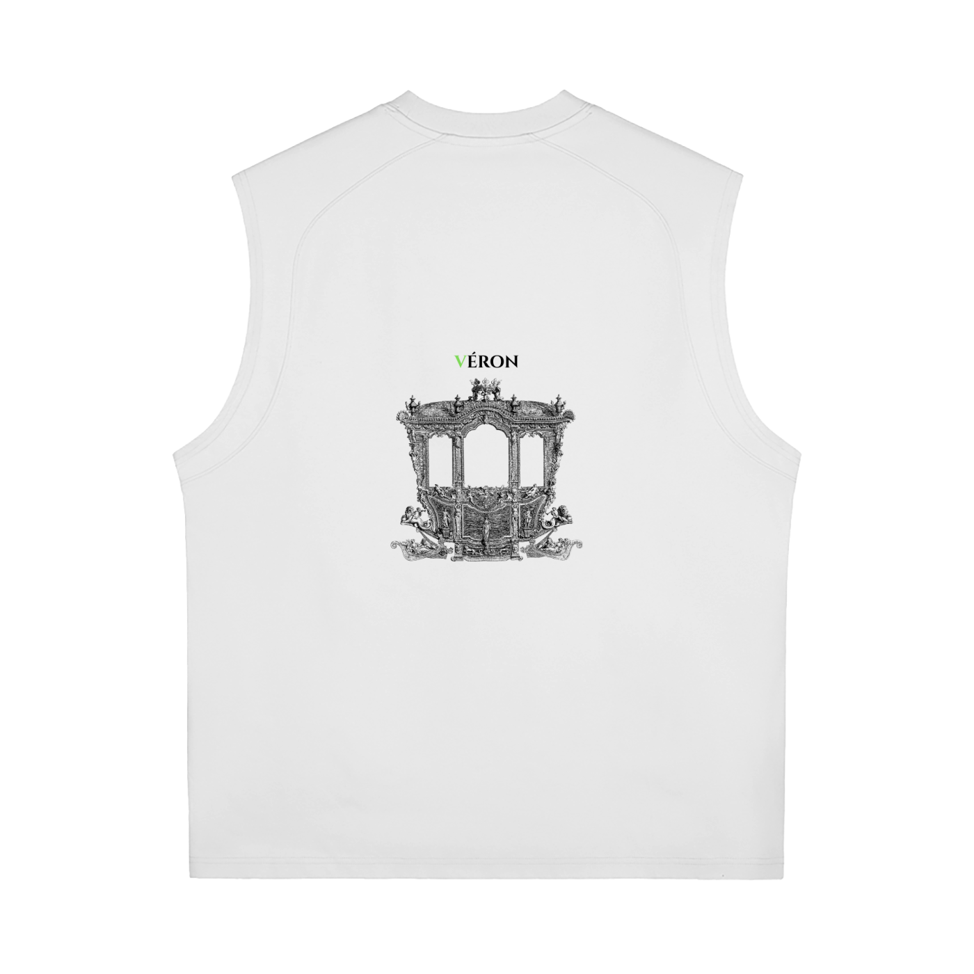 Model wearing VÉRON Élixir Cristal premium unisex tank in urban style 5