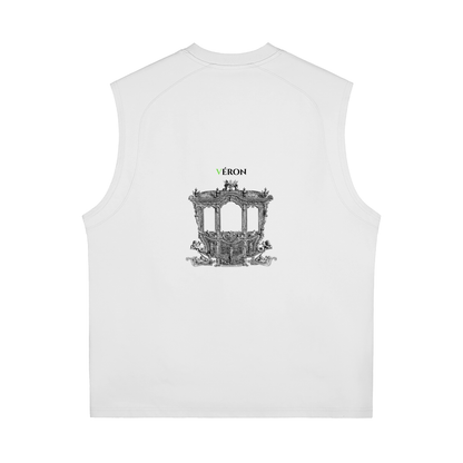 Model wearing VÉRON Élixir Cristal premium unisex tank in urban style 5