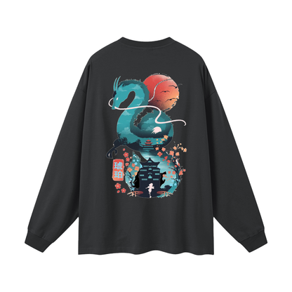 Model wearing VÉRON oversized long sleeve shirt streetwear fit 6