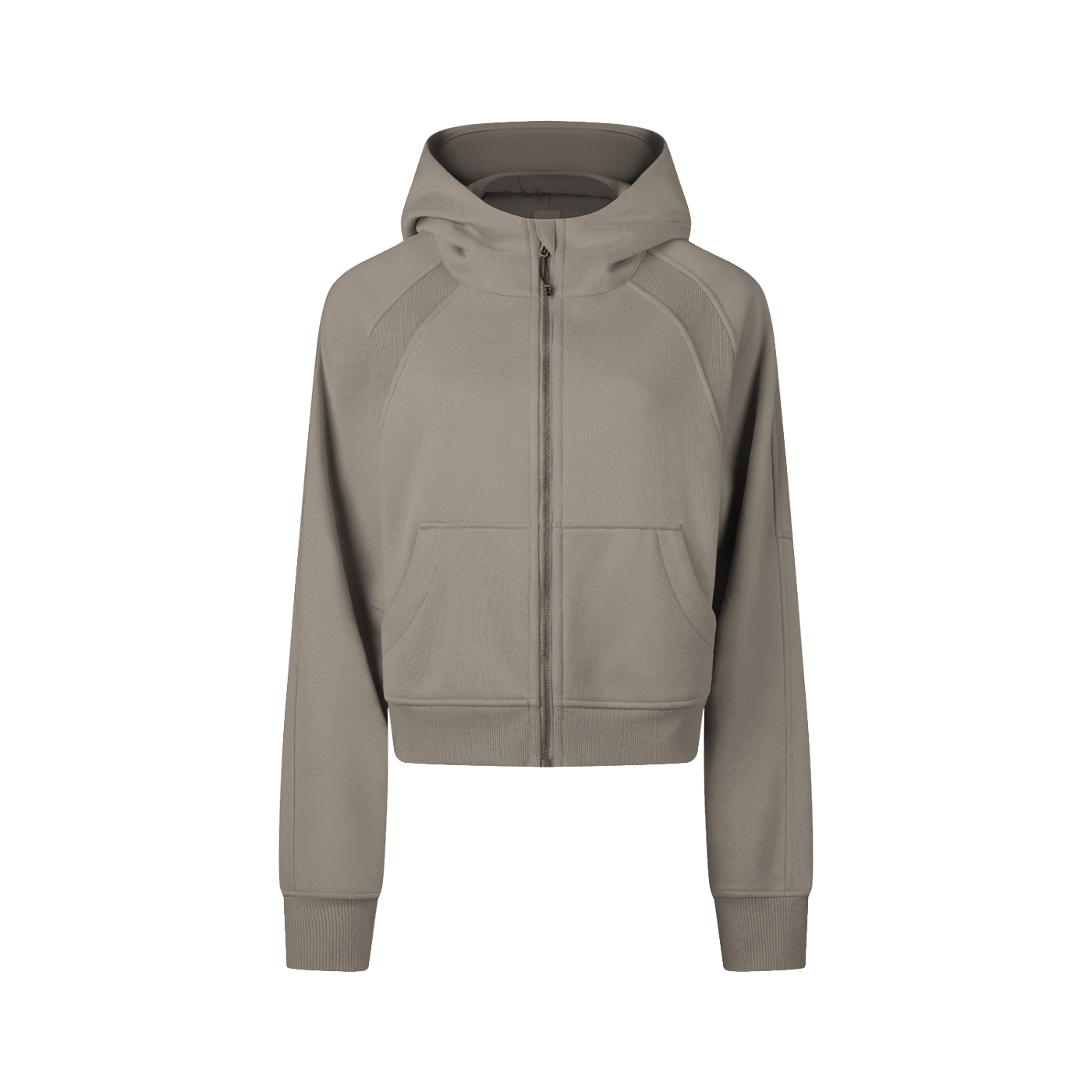 Beige hoodie with a zipper on a white background