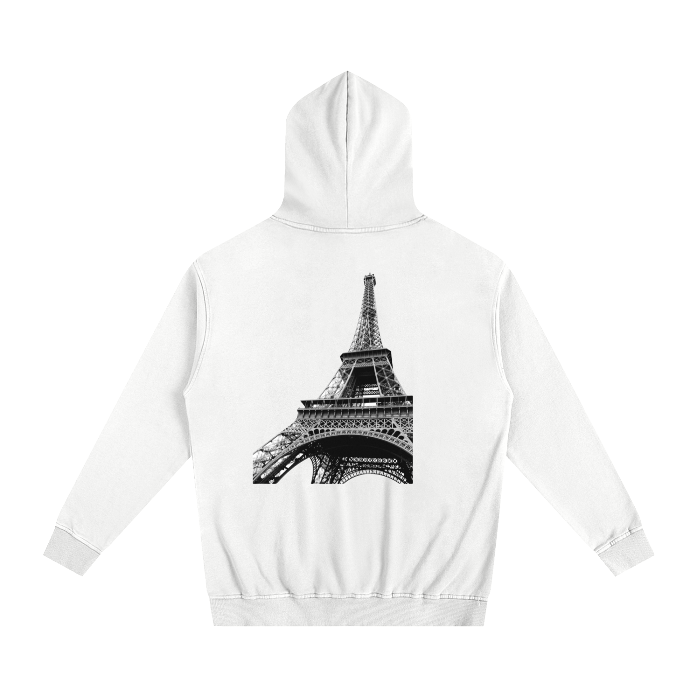 Model wearing VÉRON oversized Paris hoodie in streetwear style 2