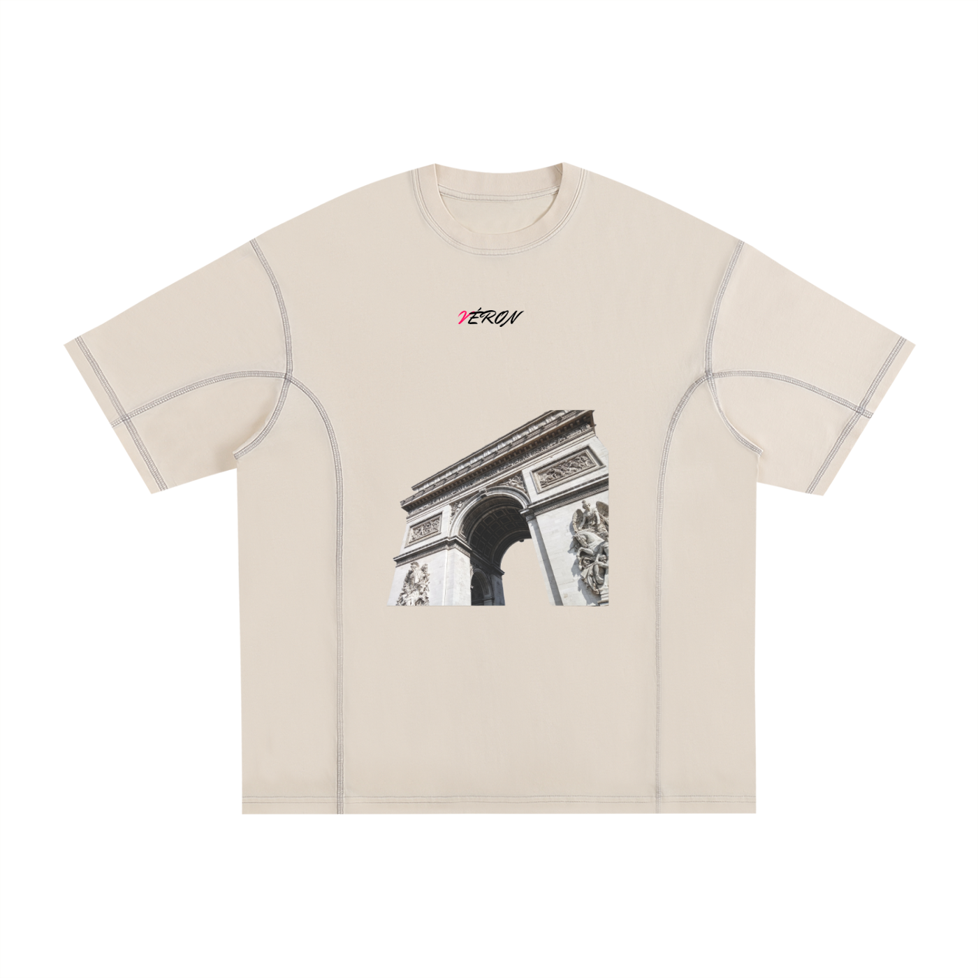 Front view of VÉRON Paris streetwear unisex t-shirt for men and women.

