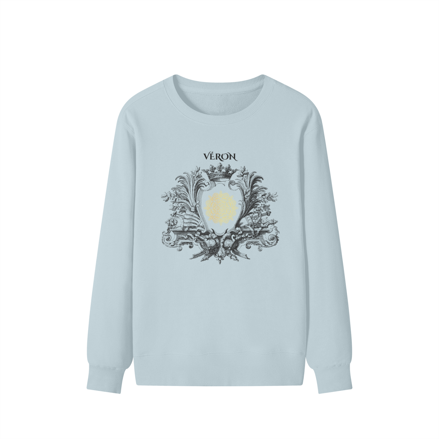 Light Sweatshirt with decorative design and 'Véron' text on a white background