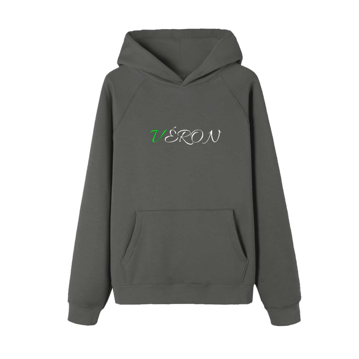Lifestyle photo of VÉRON hoodie styled with casual streetwear. 

