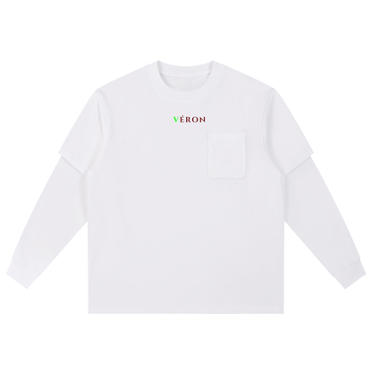VÉRON Paris long sleeve shirt close-up showing premium fabric. 


