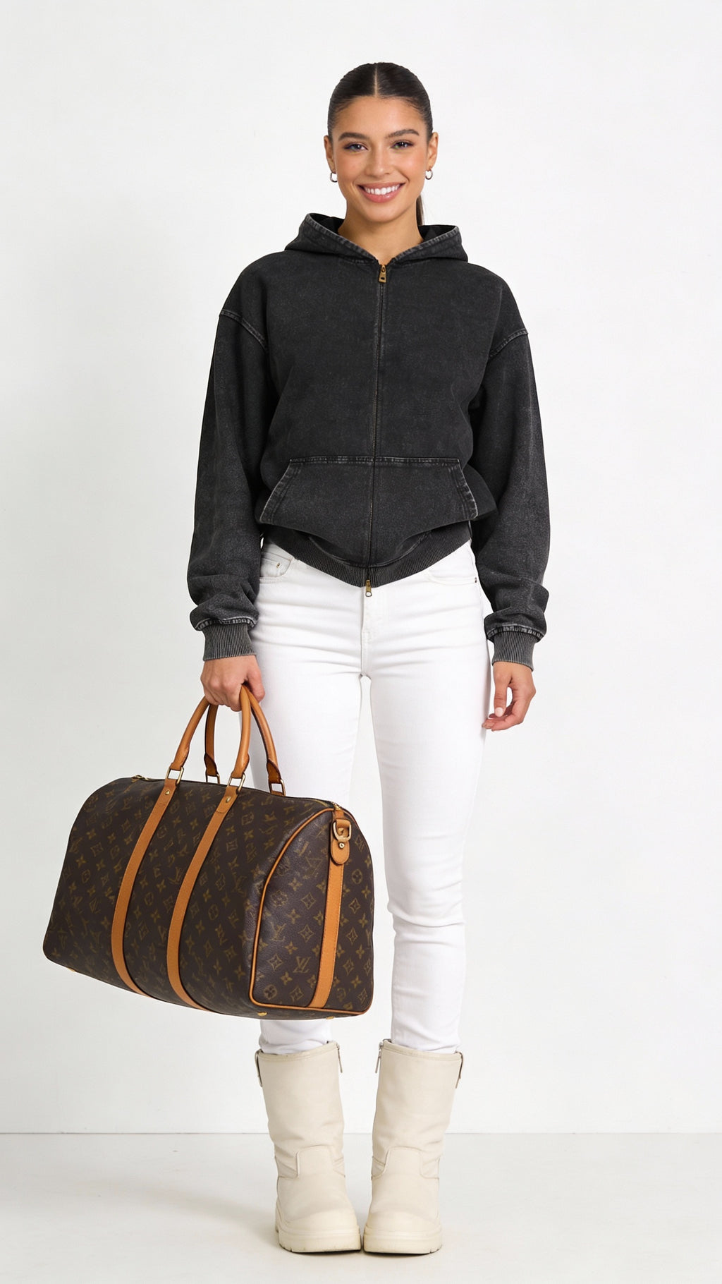 VÉRON unisex snow washed oversized zip-up hoodie for men and women 1