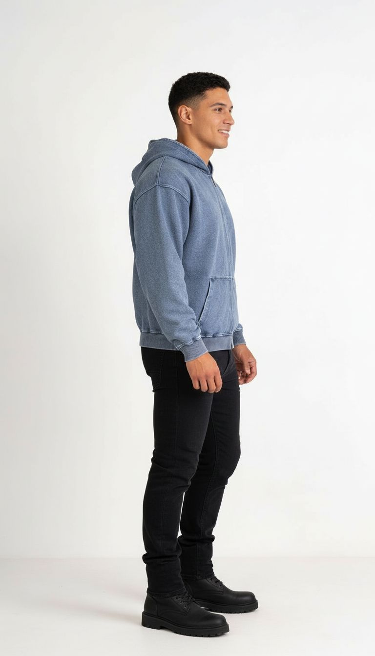 VÉRON unisex snow washed oversized zip-up hoodie for men and women 4