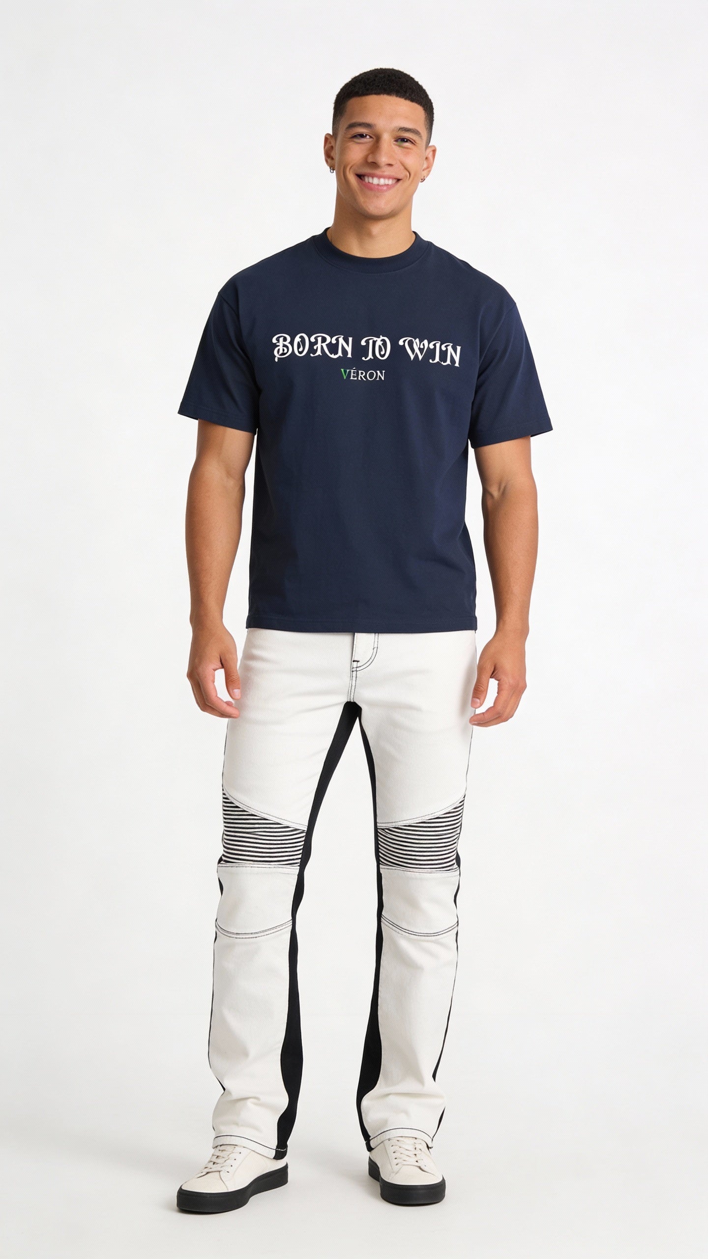 VÉRON motivational Born To Win t shirt high quality fabric 3