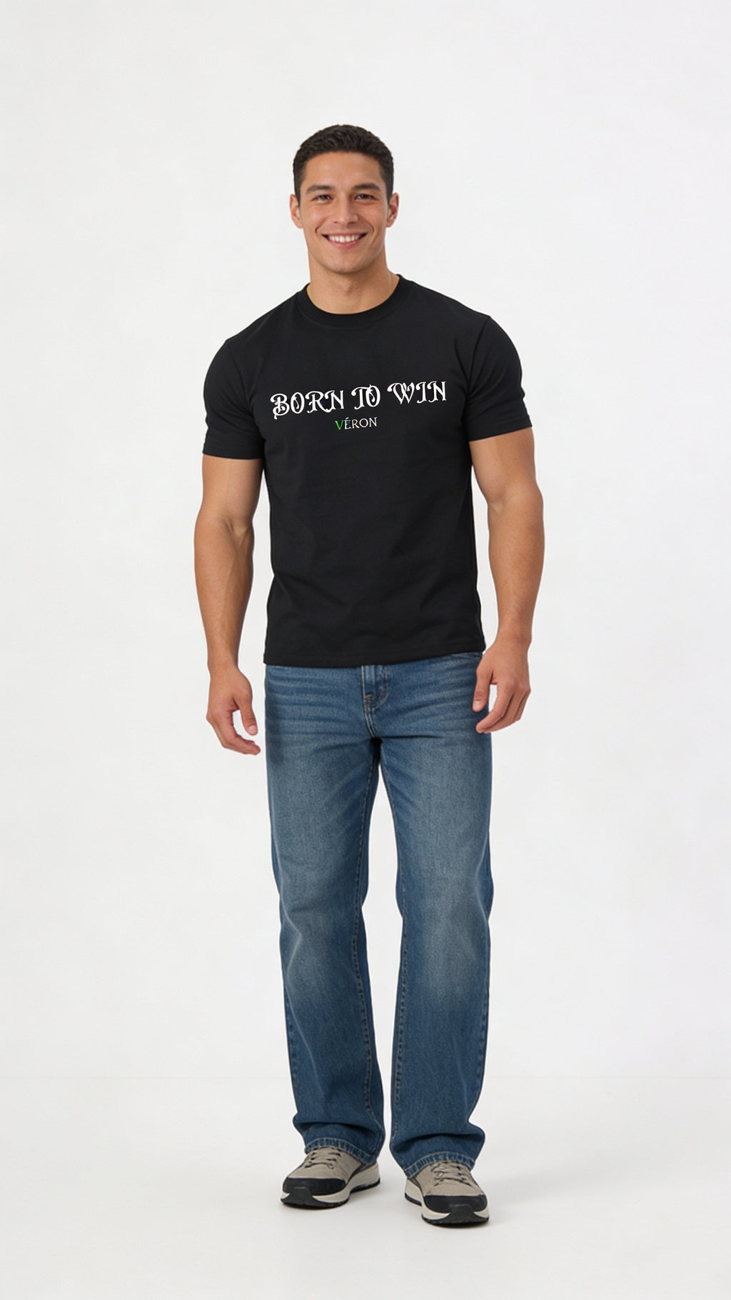 VÉRON motivational Born To Win t shirt high quality fabric 1